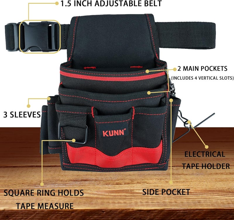 KUNN Electrician Tool Pouch - Durable Small Basic Maintenance Tool Pouch Belt with Belt Clip - Image 2